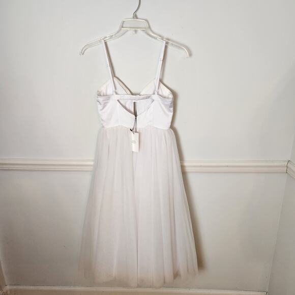 New Fame & Partners Venice Dress Sz 4 Women Tulle White Midi Balletcore Princess - Picture 5 of 11
